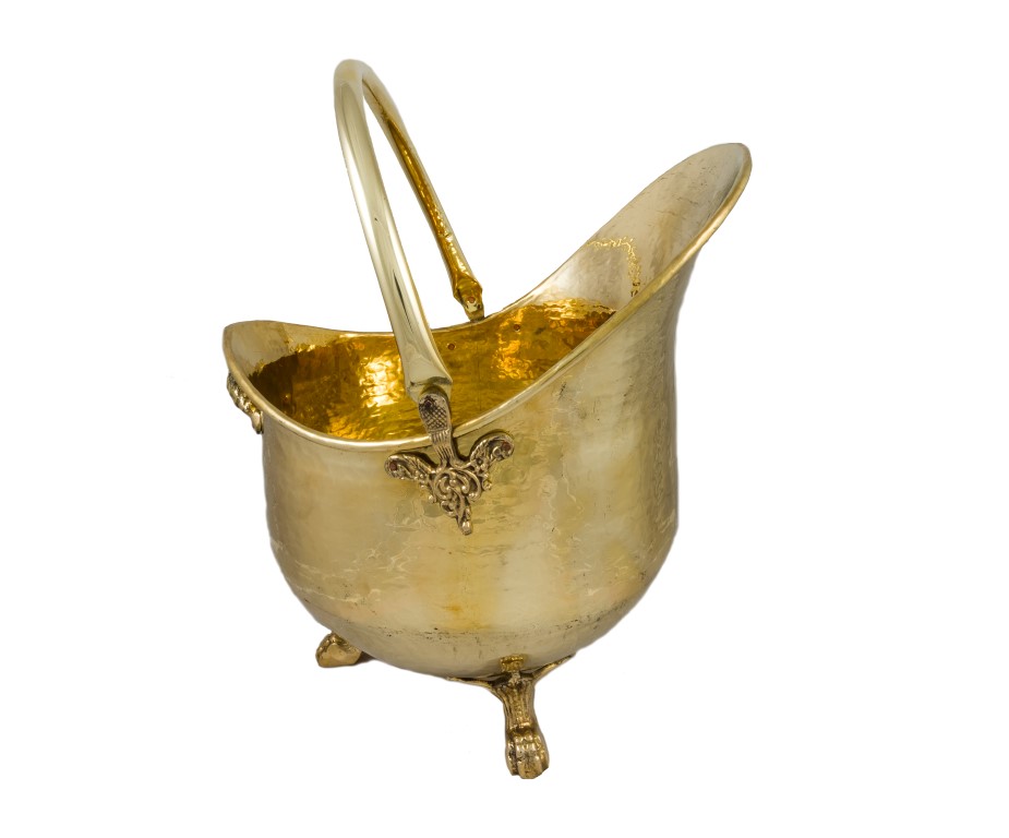Brass Items - copper oval wood basket